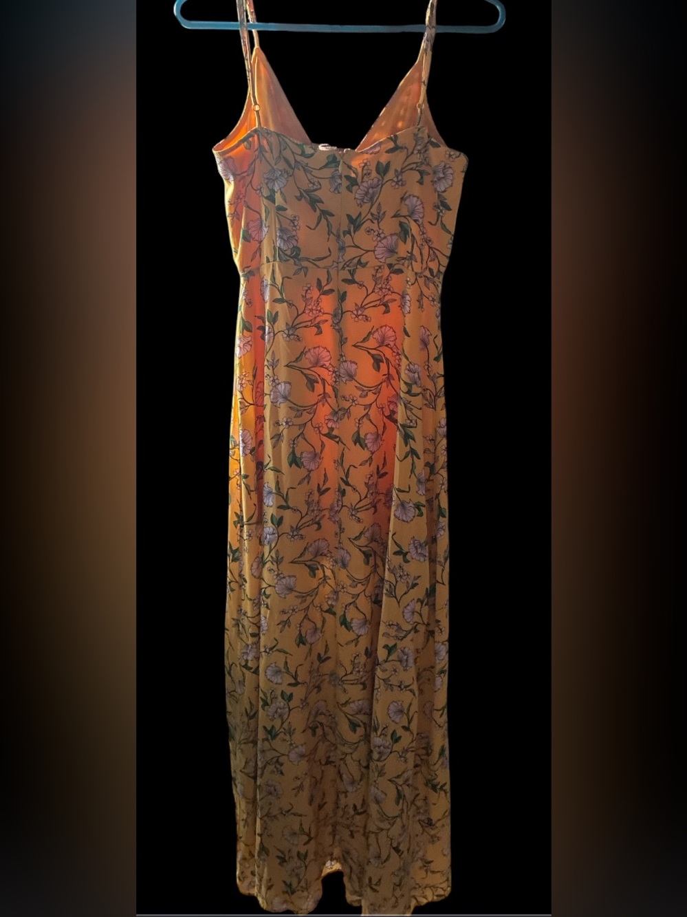 Rokoko Yellow Floral Ruffle Maxi Dress Split Leg Size Small Boho Summer - Picture 2 of 5